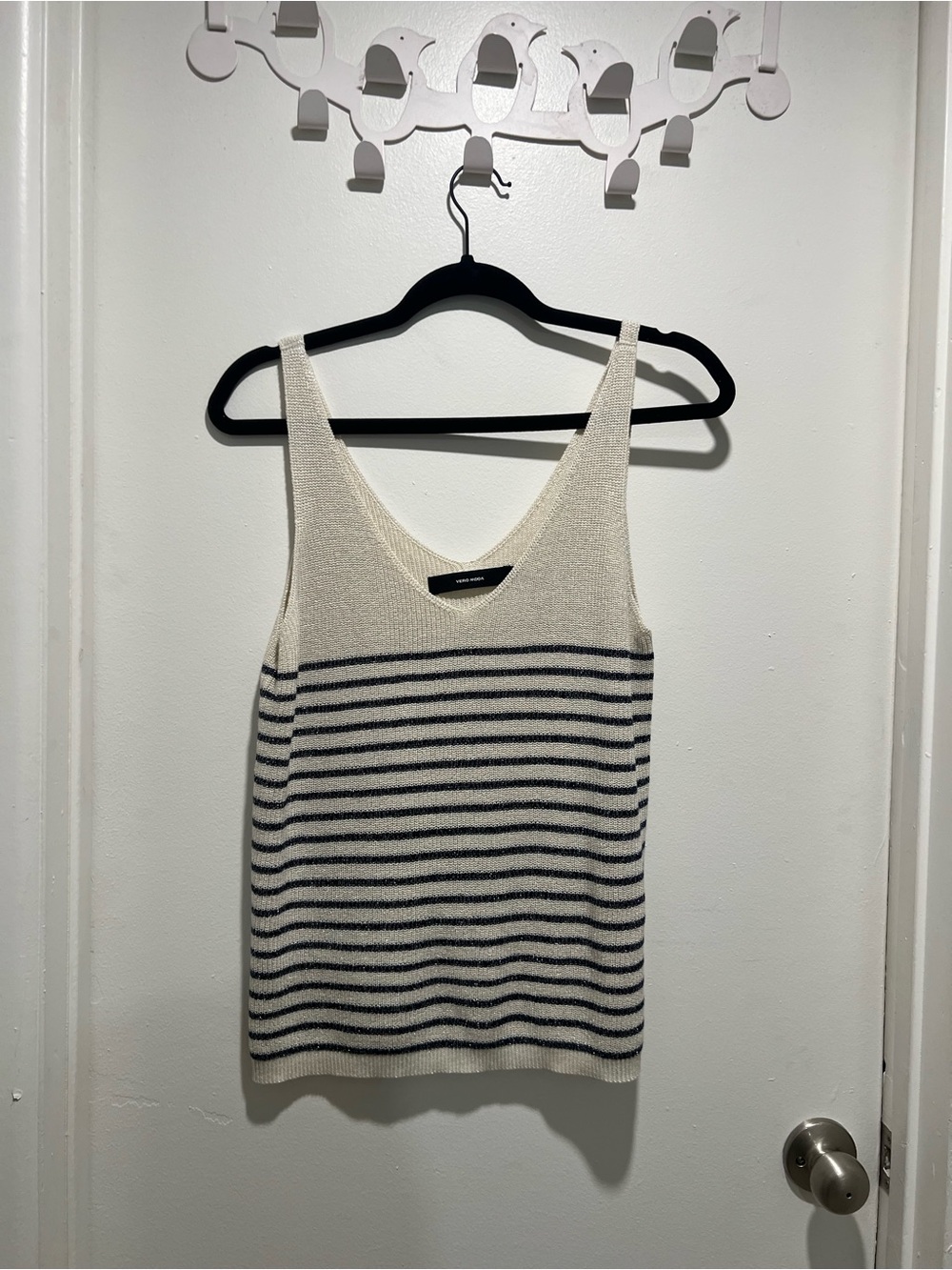 Vero Moda Striped Knit Tank - Cream and Navy